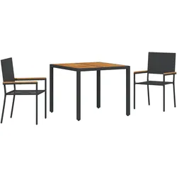 vidaXL 3-teiliges Garten Essset Schwarzes Poly-Rattan