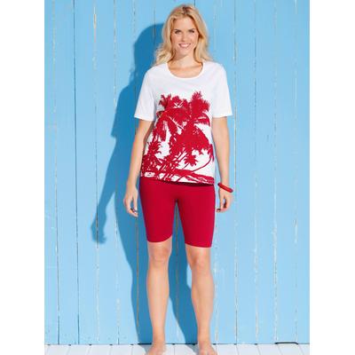 Radlerhose, Damen, Gr. 46, Normalgrößen, rot, 95% Baumwolle, 5% Elasthan, unifarben, kurz, Hosen Radlerhose