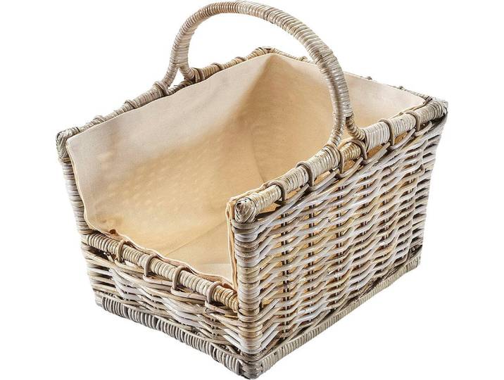 Kaminholzkorb LOCKER, grau, Masse(B/T/H):(50/38/45), Rattan, Aufbewahrungsboxen, Kaminholzkorb, 50/38/45 cm