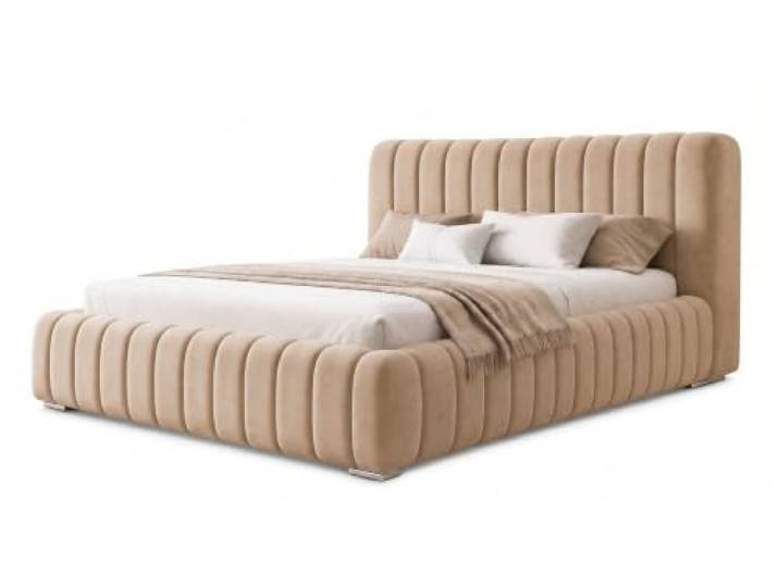 Polsterbett 120x200 mit Bettkasten, Venus Doppelbett Beige Veloursstoff Doppelbett, gepolstertes Kopfteil, Stauraumbett, Veloursstoff-Bezug, Lattenrost enthalten, Schlafzimmerbett 120x200, Ehebett