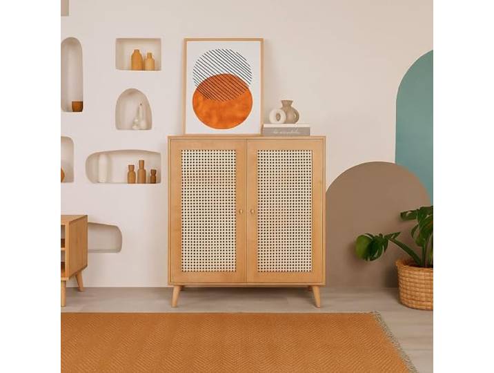 Dmora Anrichte Selara 90x40x110h cm Braun, 2 Regale, 2 Türen