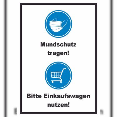 HB-Druck Mundschutz Einkaufswagen Schild A4 Rückseite selbstklebend