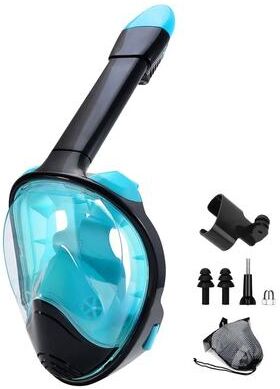 Uplift Essentials Full Face Snorkel Mask With Detachable Camera Mount Wide View AntiFog AntiLeak For Youth And Adults greenblack s m