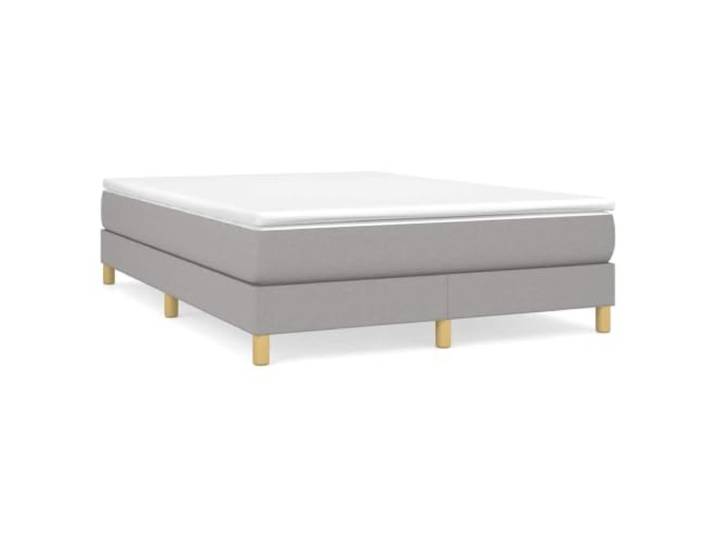 PUGYNBK Boxspringbett, 140 x 200 cm, mit Matratze, Hellgrau Taschenfedern, mittlere Festigkeit, Holzlatten, atmungsaktiver Schutz