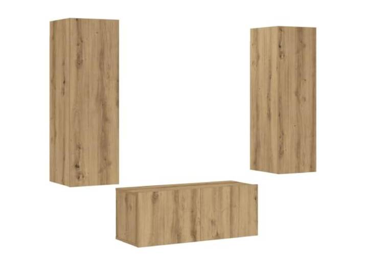Moderne TV-Möbel Wandmöbel 3er Set 80 x 30 x 30 cm aus Holz Eiche Handarbeit 02_0055865