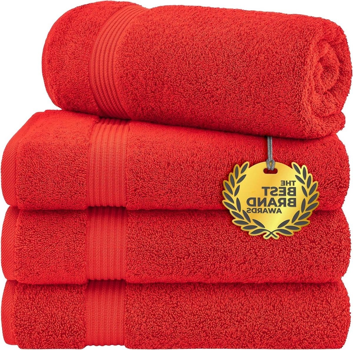 Set van 4 luxe rode badhanddoeken van 100% katoen
