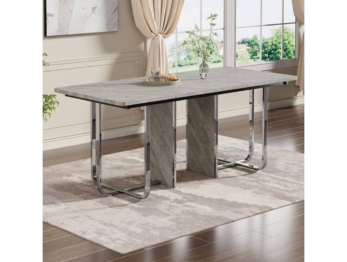 Table à manger l180 * b80 * h75cm table à manger moderne table à manger robuste pieds en métal grande table à manger