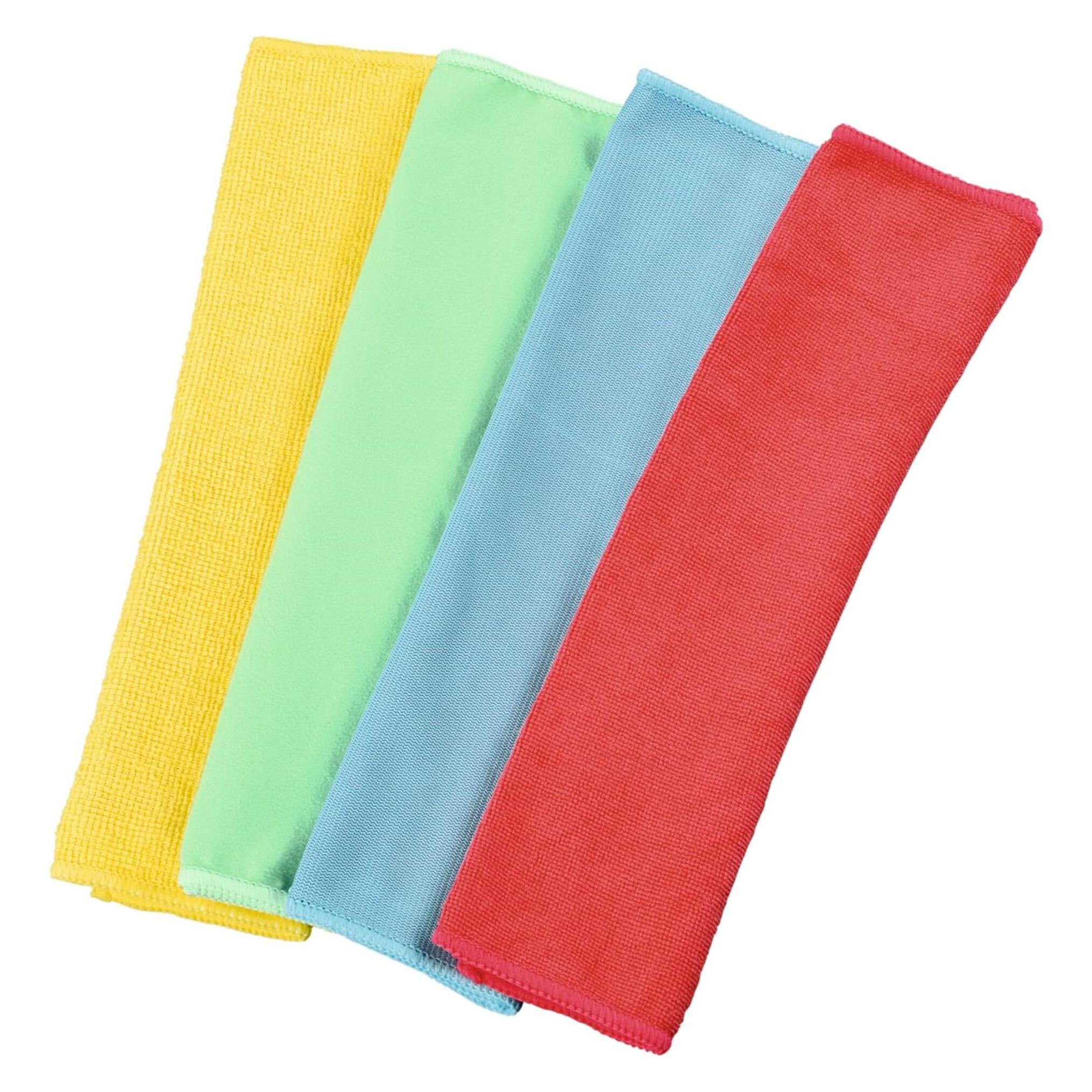 Hama Xavax Reinigungstuch Mikrofasertücher, 30 x 30 cm, Blau/Grün/Gelb/Rot (4 Stk.) (111391)