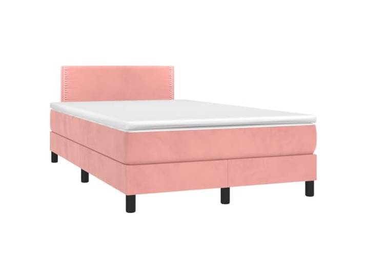 Xolmizyn Boxspringbett Samt 120x190 cm mit Matratze LED Licht Rosa Inklusive Topper, Höhenverstellbares Kopfteil, Moderne Schlafzimmer Einrichtung
