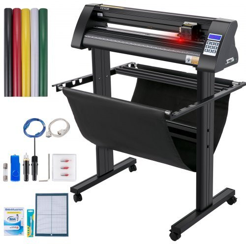 VEVOR Vinyl Snijplotter met LED-scherm en optisch oog lasergeleiding, zwart, compatibel met SignMaster-software voor Windows