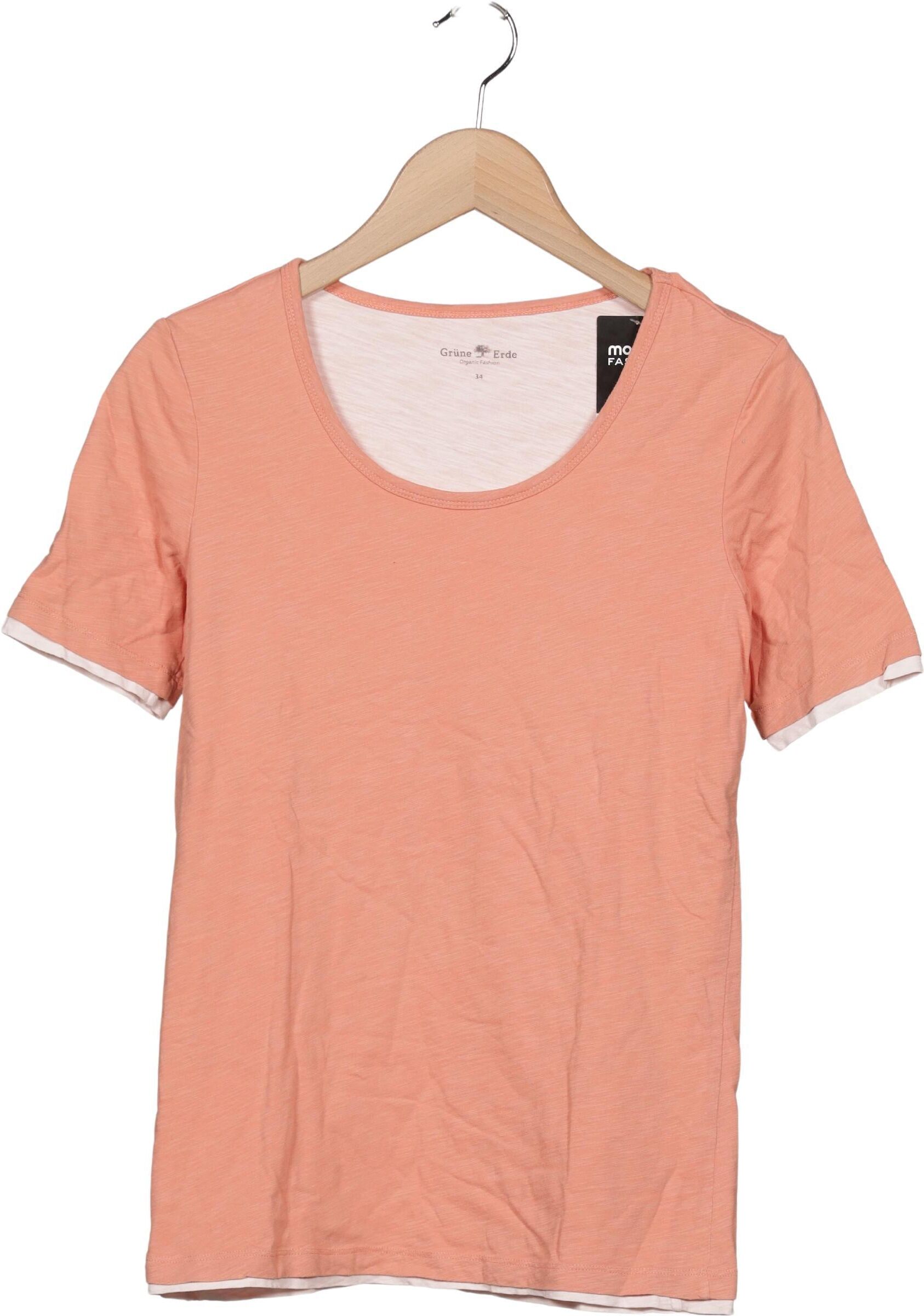 Grüne Erde Damen T-Shirt, Orange, Gr. EU 34, Baumwolle - Second Hand