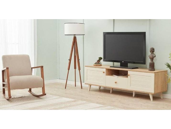 Xlmoebel TV-Schrank XLMOEBEL RTV Kommode in hellem Holzton mit Schublade (RTV Kommode) Made in Europa