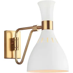 Wandlampe Leuchte Stahl Mattweiß Messing H 27,3 cm Flurleuchte 1 Flammig