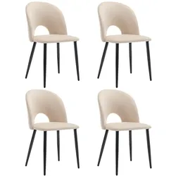 Merax Esszimmerstuhl (4 St), 4er Set Polsterstuhl Wohnzimmerstuhl Samt, Metallbeine, Beige