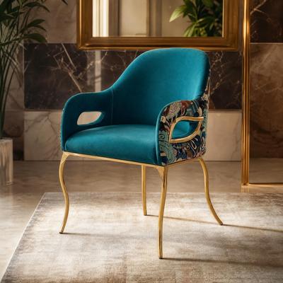 Furniture of America Premier Vivo Modern Glam Abstract Upholstered Accent Chair with Curved Gold Legs
