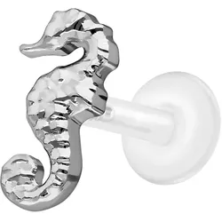 PTFE Labret mit Innengewinde + Titan-Aufsatz SEEPFERDCHEN