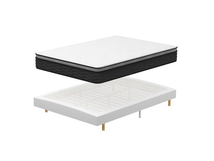 Ensemble Matelas et Sommier 140x190 DEWINNER Sommier tapissier 140x190 et Matelas Ressorts Ensachés 140x190x25 6 Pieds