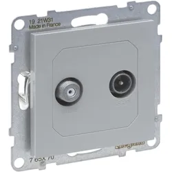 Legrand SEANO Einzeldose TV-SAT, 2 Kabel, Sternverkabelung HD-TV, Anschlussdämpfung: 1.5 dB (Antennendose), SAT Zubehör, Silber