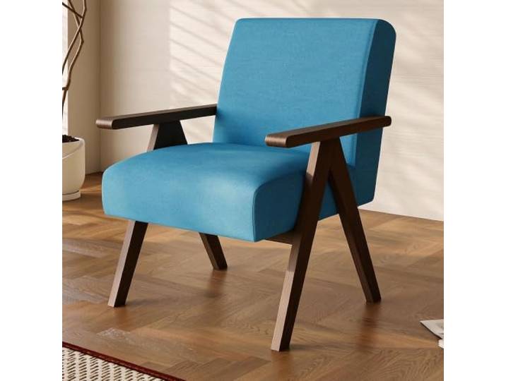 Loungesessel Sessel Vintage Relaxsessel Moderner Gepolsterter Ohrensessel Sessel Stoff mit Armlehnen Retro Stil Einzelsofa for Wohnzimmer/Schlafzimmer/Empfangsbereich(Blue)