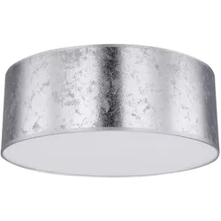 Deckenlampe mit Bluetooth Lautsprecher 40 cm Schlafzimmerlampe silber Deckenlampe Wohnzimmer, Blattsilber Design, 3x E27, H 17,5 cm