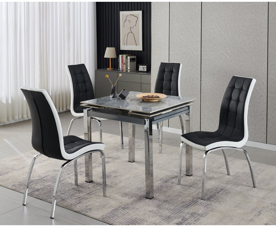 Metro Piccolo Sintered Stone Extending Dining Table with 4 Vienna Chairs Black 4