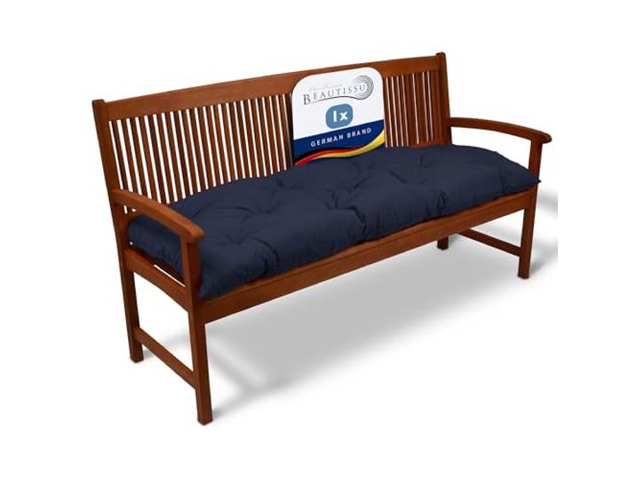 Beautissu Coussin Banc de Jardin extérieur pour terrasse Balcon balancelle 180x50cm bleu foncé pour banquette rembourrage assise salon Flair BK