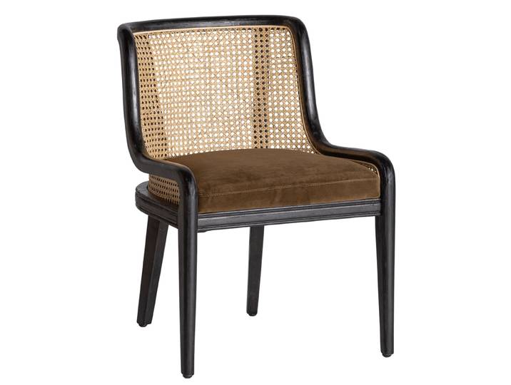 Design Stuhl „Velburg“ mit Wiener Geflecht Samt Schwarz, Natural, Braun Vical Home