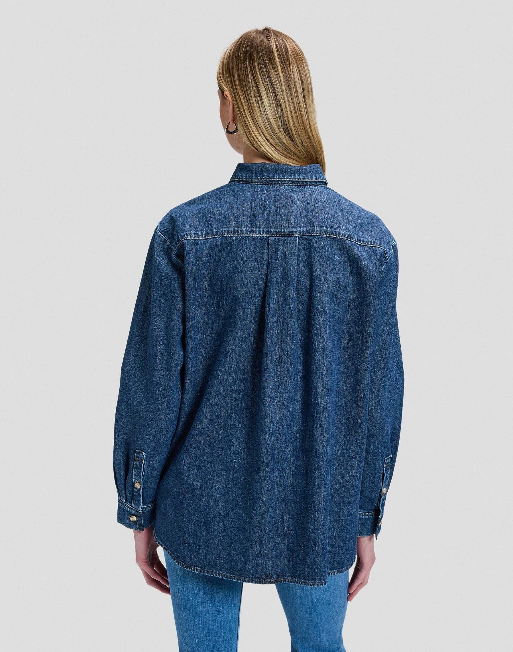 Jeansbluse LEE "Lee Jeanshemd Boyfriends", Damen, Gr. M, blau, Blusen Jeansbluse blau M