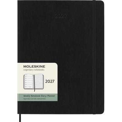 Moleskine 12 Monate Wochen Notizkalender 2027, XL, 1 Wo = 1 Seite, rechts linierte Seite, Weicher Einband, Schwarz