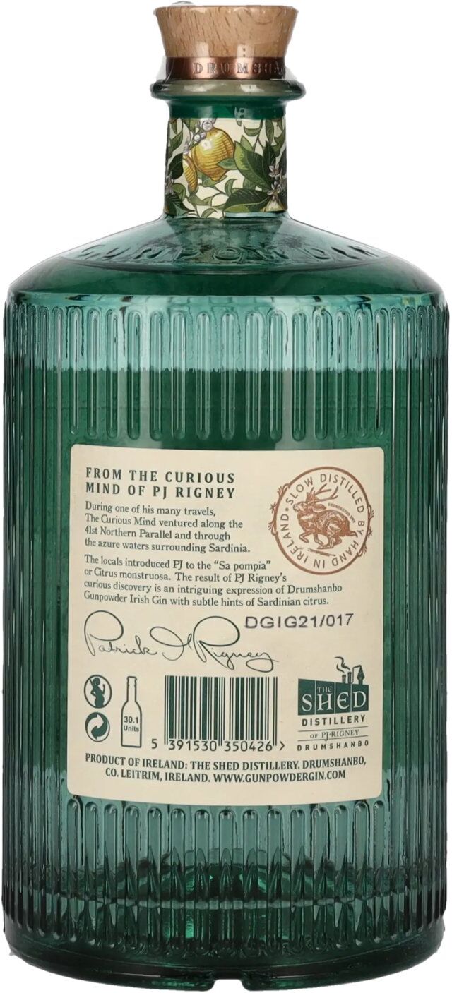Drumshanbo Gunpowder Irish Gin with Sardinian Citrus 43% Vol. 0,7l