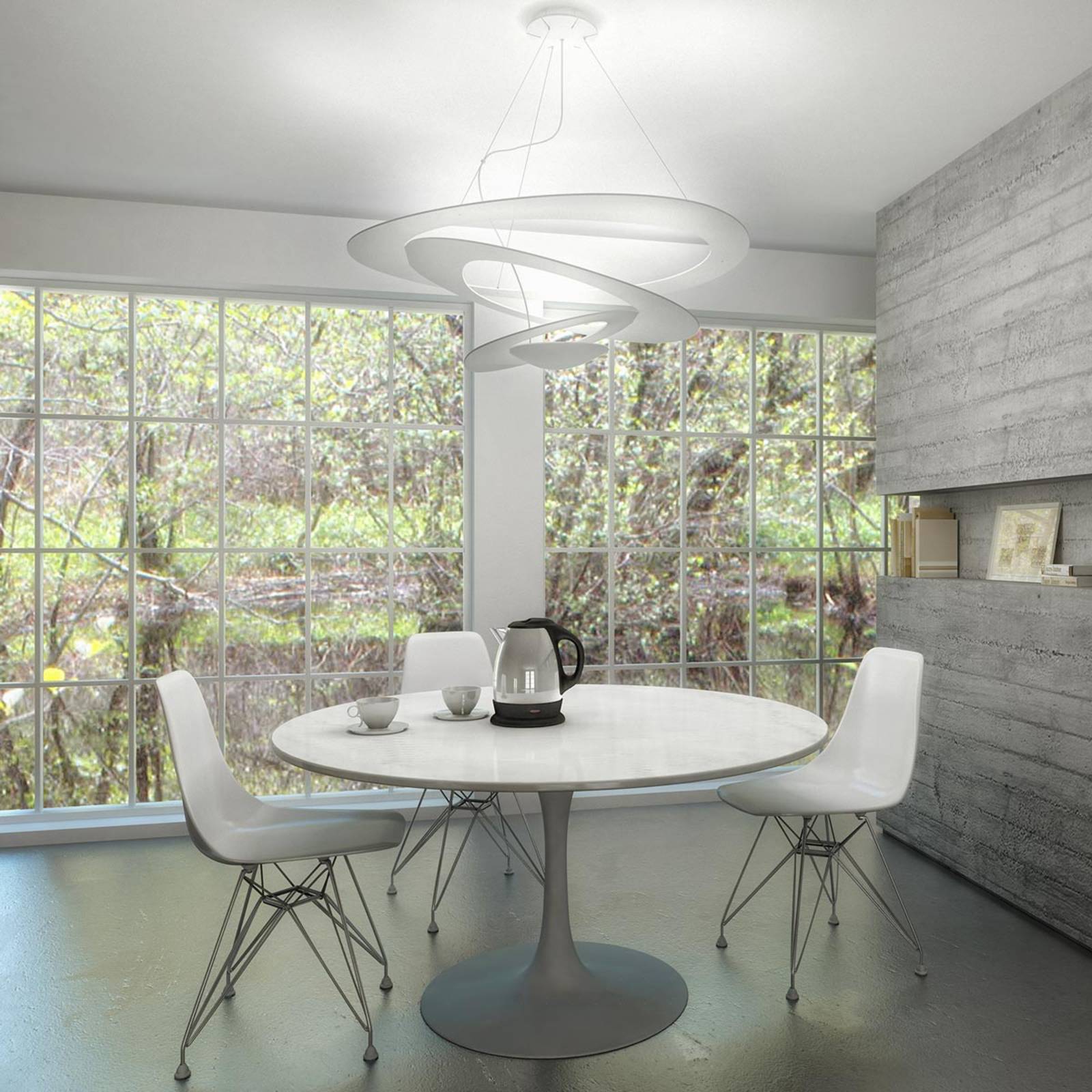 Artemide Designer Hängeleuchte Pirce Mini, dimmbar, weiß / opal, für Wohn- / Esszimmer, Aluminium, Design