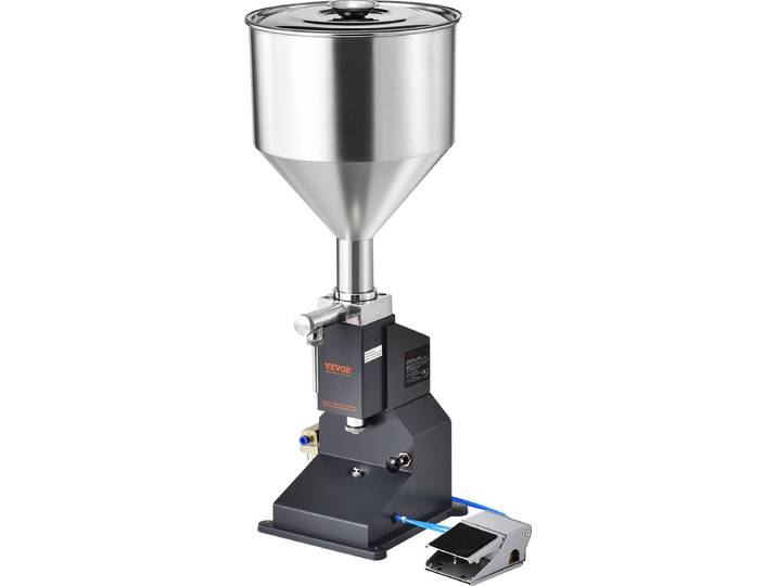 VEVOR 5-50ml Vulmachine Handmatige Vloeistofvulmachine Gemaakt van Food Grade 304 Roestvrij Staal Siliconen Ptfe Compatibel met 500w Luchtcompressor Vulmachine voor Het Vullen van Honingolie-Essentie