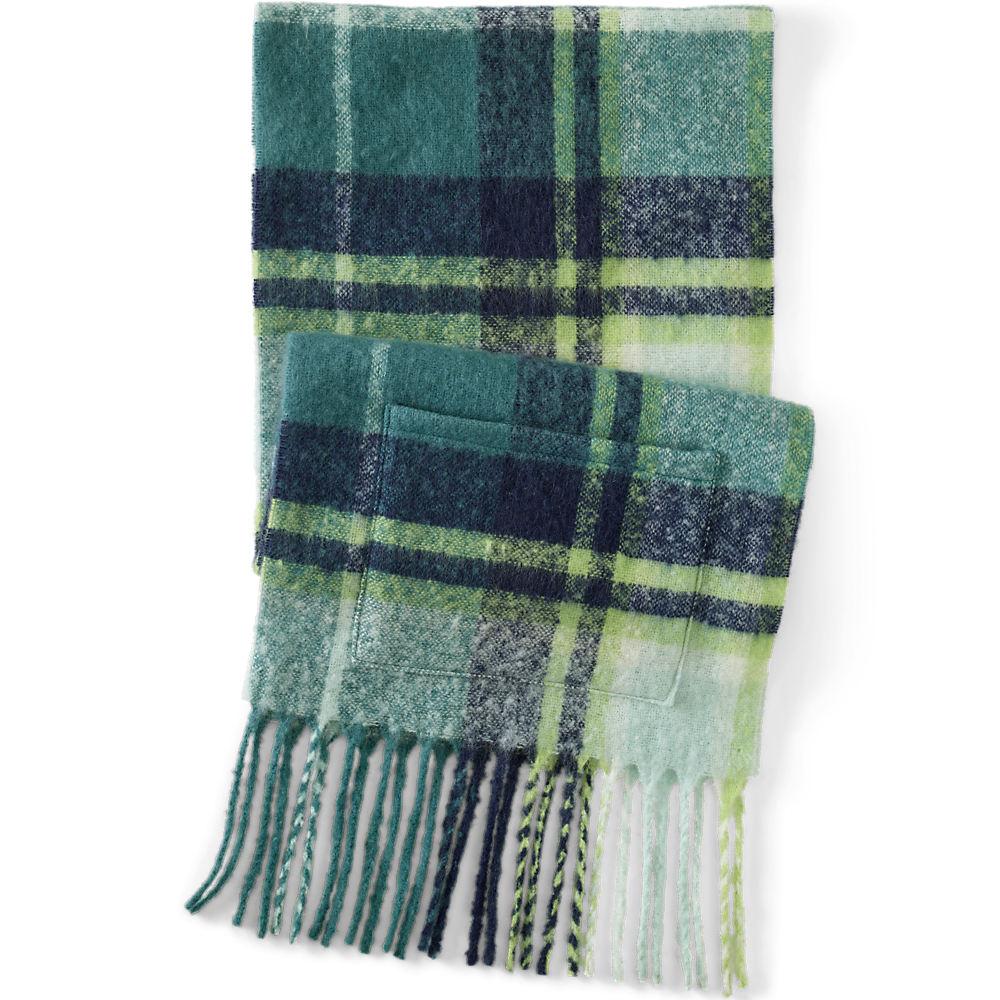 Langer flauschiger Schal mit Fransen, Damen, size: regular, Grün, Polyester, by Lands' End