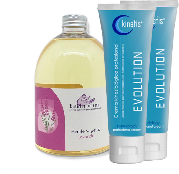 Pack Massagem Kinefis Relax: 2cremes Kinefis Evolution + Óleo de lavanda Kinefis: Grande efeito calmante, relajante e refrescante