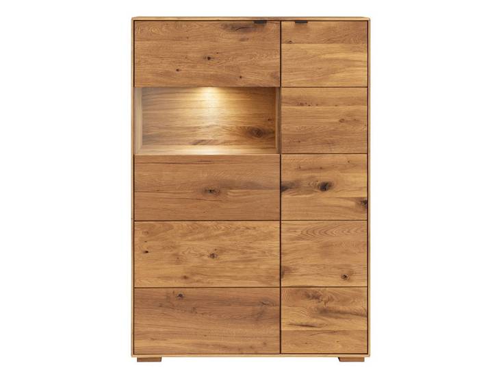 Highboard mit Beleuchtung 96x140cm 'Montana' Wildeiche geölt