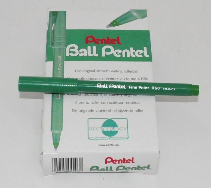 Pentel Ball R50 Tintenroller 0,4 mm, Schreibfarbe: grün, 12 St.
