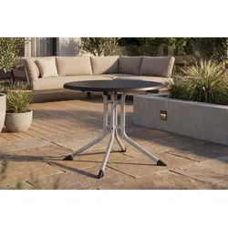 KETTLER BOULEVARD Klapptisch, silber/anthrazit, Aluminium/KETTALUX, Ø 70 cm, klappbar, schmutzabweisend