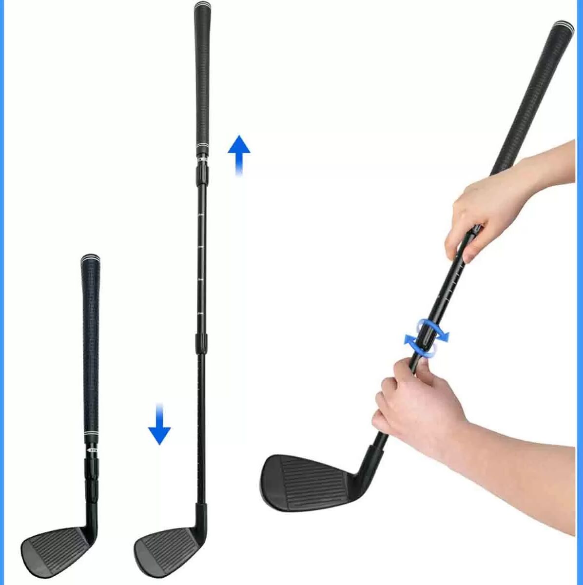 INF Teleskop Golfschläger 3-teilig Verstellbarer Chipping Putter Schwarz