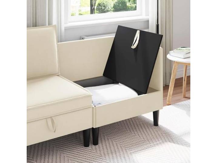 KTHLBRH Ecksofa mit Stauraum aus Pannesamt, cremefarben Rechteckige Form, bequeme Kissen, weich, luxuriös, für modernes Wohnzimmer