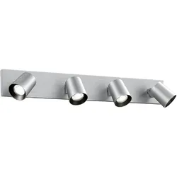 Fabas Luce Modo 4-flammiger Deckenstrahler, Gehäuse aus Aluminiumdruckguss, gebürstetes Aluminium, GU10-Fassung, modernes und elegantes Design