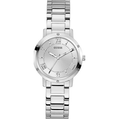 Quarzuhr GUESS "DAWN", silber (silberfarben), Armbanduhren, Damen, Quarzuhr, Armbanduhr, Damenuhr