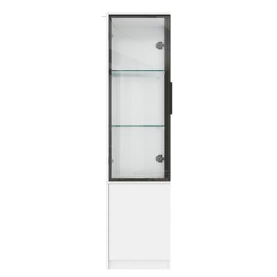 MODFU Eckvitrine Spanplatte Weiß 40 x 40 x 160 cm mit LED-Beleuchtung und App-Steuerung