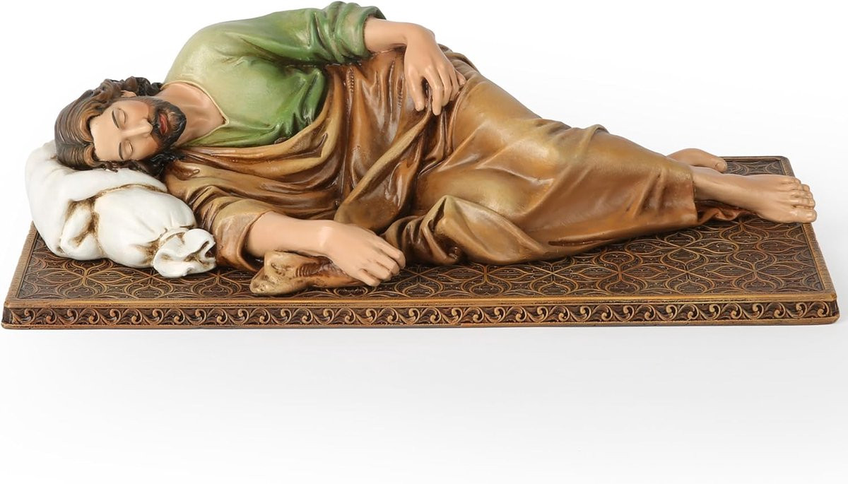 Heilige Jozef Standbeeld - Handgeschilderd Religieus Figuur voor Decoratie en Gebed - 30,5 cm