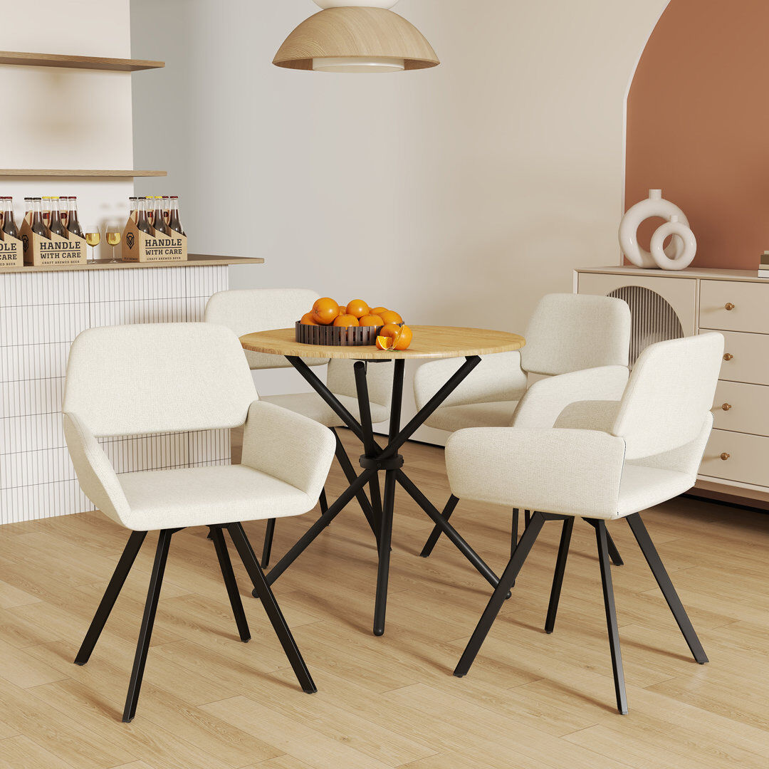 George Oliver California Swivel Dining Chairs Beige 83cm H X 56cm W X 56cm D