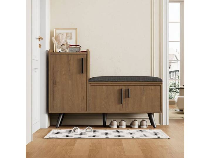 Meuble à chaussures - Becag - Meuble d'entrée rangement pour chaussures - Banc à Chaussures - 100x34x69cm - Naturel