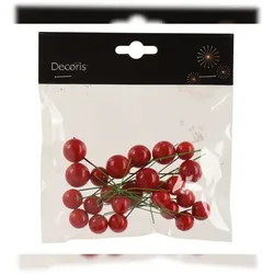 Christmas Decorations 24 Weihnachtsdeko Beeren Picks 2x8cm Schaumstoff Set Dekobeeren am Draht Weihnachtsdekoration für Kranz Gesteck und Basteln Weihnachtsfloristik Rot
