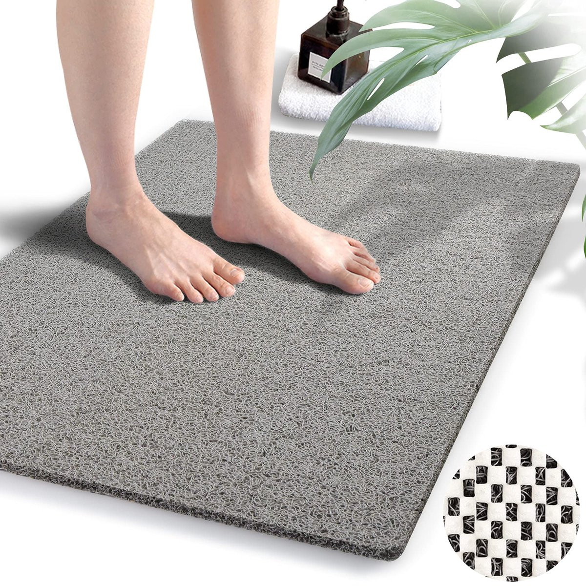 Unyqoos Grijze antislip douchemat zonder zuignappen 50 x 87 cm