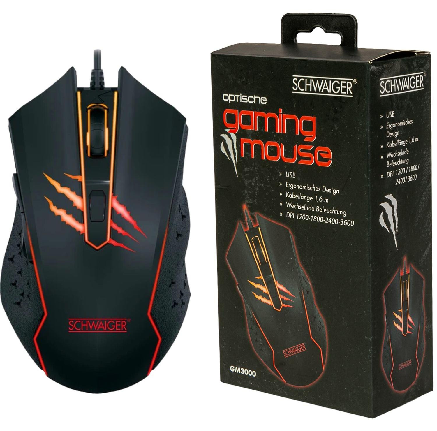 Schwaiger Gaming muis met optische sensor en RGB LED-verlichting