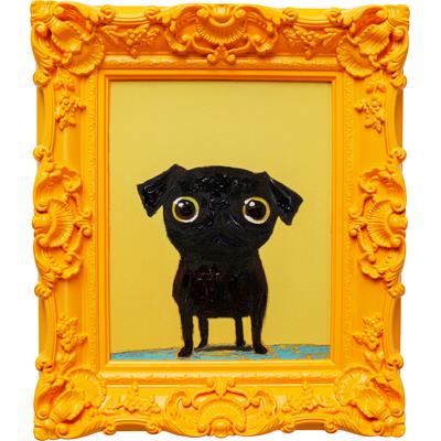 Bild mit Rahmen KARE DESIGN "Gerahmtes Bild Sweet Dog Eyes 30x35cm", orange (farbe bild(er): orange), B:30cm H:35cm T:3,5cm, Acrylfarbe, Baumwolle, Polyresin, Bilder