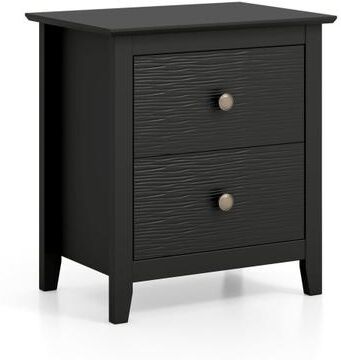 Costway Modern Nightstand with 2 Drawers for Small Spaces-Black